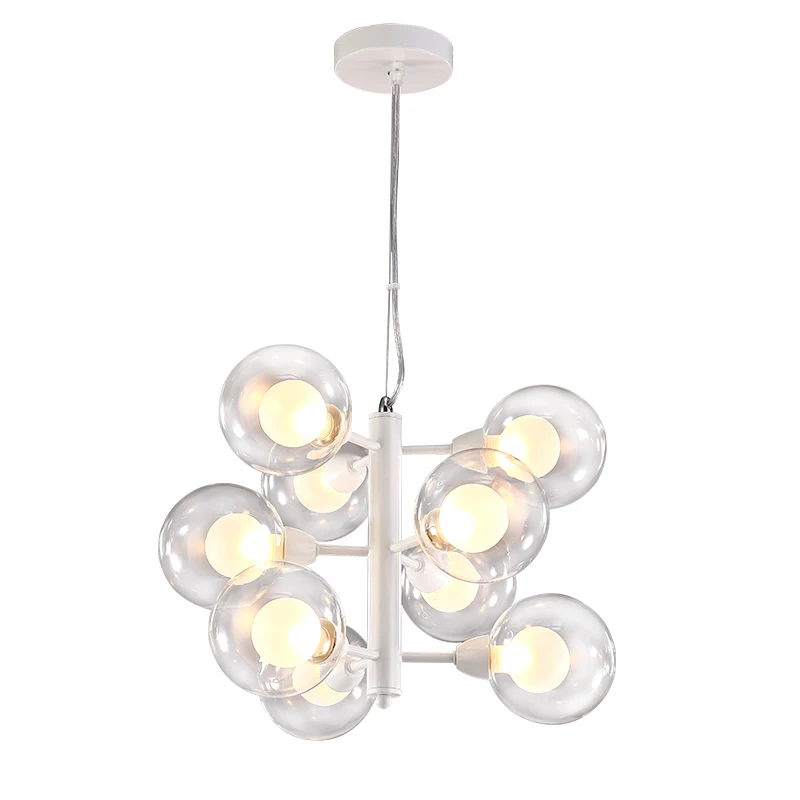 

Nordic minimalist White LED chandelier Glass Ball study living room lighting bedroom restaurant hanging lamp hotel Art fixtures