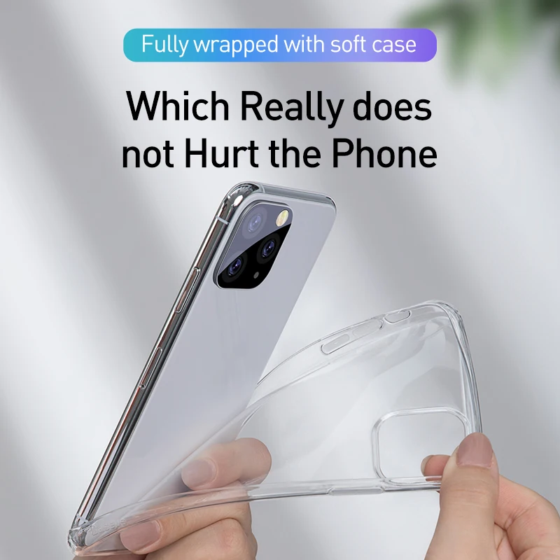 Прозрачный чехол Baseus для телефона iPhone 12 11 Pro XS Max Xr X Ультратонкий Мягкий