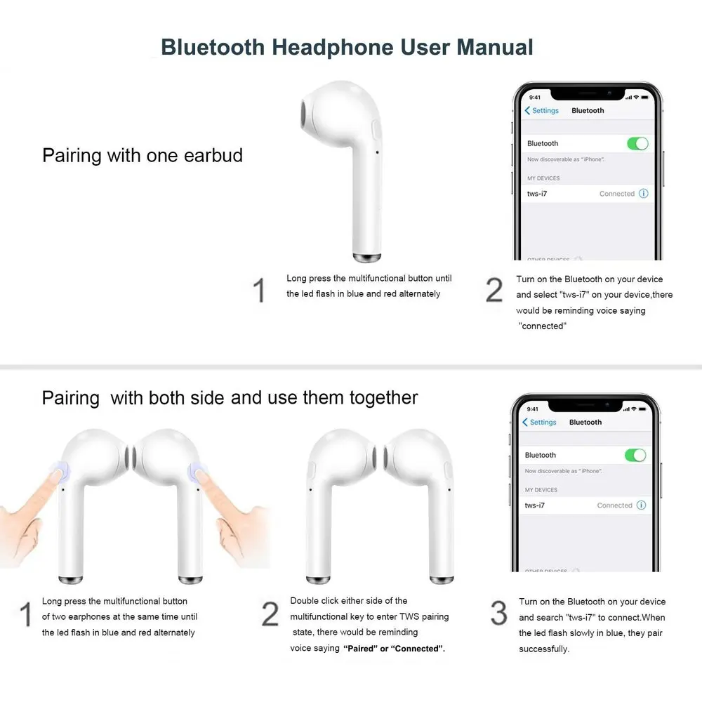 Беспроводные наушники Fu & y bill I9S Bluetooth гарнитура внутриканальные невидимые
