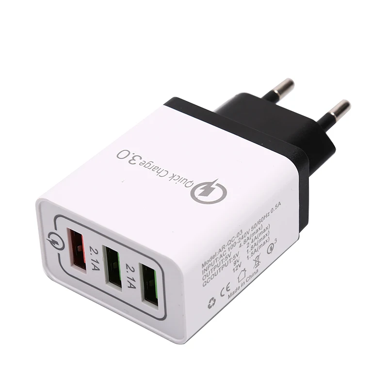 Горячее предложение, 3 порта, быстрое зарядное устройство QC 3,0, USB зарядное устройство для телефона, быстрое зарядное устройство с европейской вилкой, зарядное устройство для мобильного телефона, 3* USB