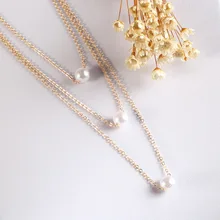 fashion bisuteria collana layered  pearl necklace 