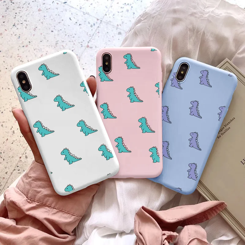 Cute Dinosaur Case For Huawei P30 P20 Pro P40 Lite E Y6 Y7 Y9 P Smart 2019 2021 Mate Honor 8X 9X 8A 10 20 10i 20i TPU Cover | Мобильные