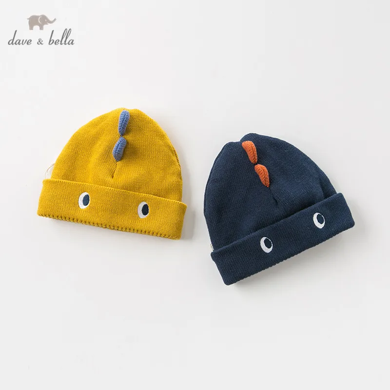 DBW11729 dave bella autumn winter baby boy navy/yellow jacquard cotton wool hat