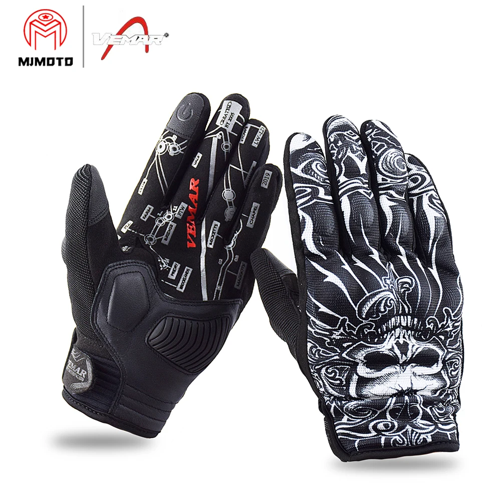 Vemar Summer Motorcycle Gloves Men Skull Mesh Moto Gloves Motorcyclist Touch Screen Biker guantes moto Black VE-203 motorcycle gloves