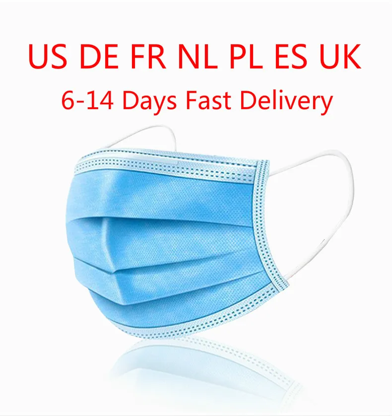 

100pcs Face Mouth Anti Virus Mask Disposable Protect 3 Layers Filter Dustproof Earloop Non Woven Mouth Masks 48 hours Shipping