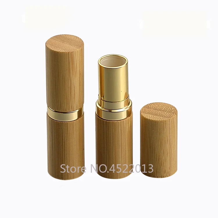 12.1mm Natural Bamboo Lipstick Tube Gold High GradeCosmetic Beauty Lip Balm Package Portable Professional Rouge Container | Красота и
