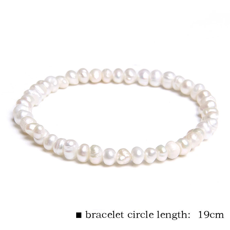 Pearl Bracelet 5-5.5mm Natural Freshwater White Pearl Bracelet Elastic Baroque Genuine Pearls Beaded Bangles Chain for Women Fine Jewelry Gifts