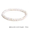 Bracelet à perles blanches naturelles pour femmes, 5-5.5mm, élastique, véritable perle Baroque, bijoux fins, cadeaux ► Photo 3/6