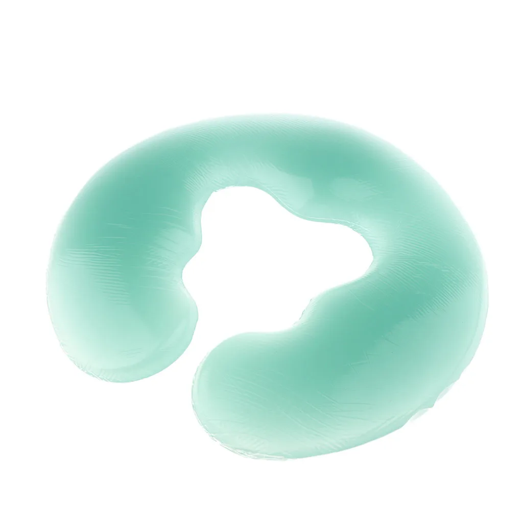 U Type Head Silicone Pillow, Body Relax Massage Face SPA Beauty Salon Care Cushion Pad Green Color, 28 x 25cm