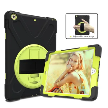 

xin hai dao wang Color PC Rotating Bracket iPad 9.7 2018 Silica Gel Protective Shell Hand Strap Shoulder Strap Phone Case