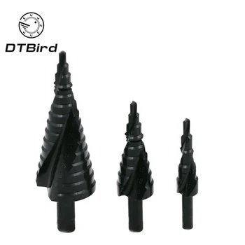 

3PCS 4-32MM HSS Cobalt Step Drill Bit Set Nitrogen High Speed Steel Spiral For Metal Cone Triangle Shank Hole Cutter