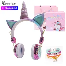 Unicorn Bluetooth 5 0 Kids Headphone With Mic Cute Cosque Girls Music Helmet Laptop Cascos Phone Gaming Headset Children Gifts