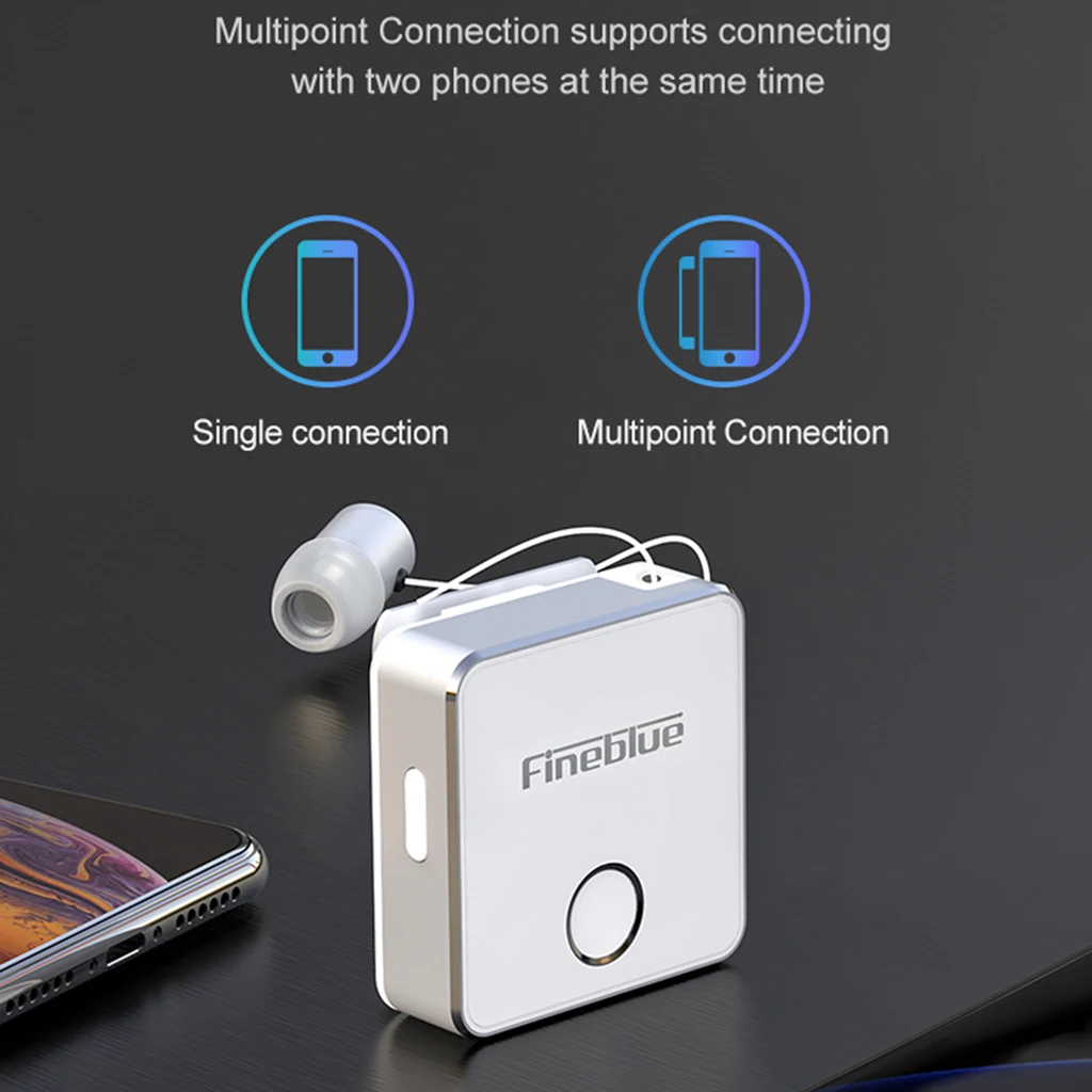 FineBlue F1 Wireless Bluetooth BT 5.0 Headset handsfree Earphone Headphone vibrating Alert Wear Clip Earphone for Smartphone