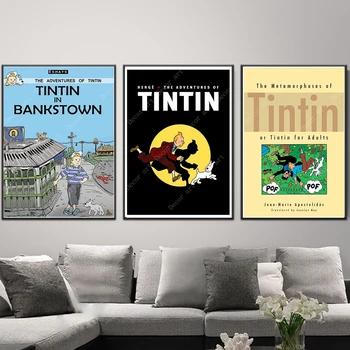 

Cartoon The Adventures of Tintin Dog in Bankstown Comic Canvas Painting Vintage Kraft Poster Coated Wall Sticker Home Decor Gift