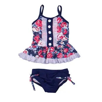 

Newest strap floral little girl kids clothing boutique party wedding swimsuit