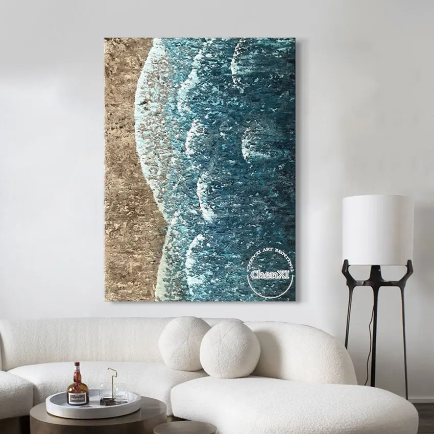 

Abstract Sea Wave Art Oil Paintings On Canvas China Artwork Contemporary Wall Decoration Accessories For Wedding Room Unframed