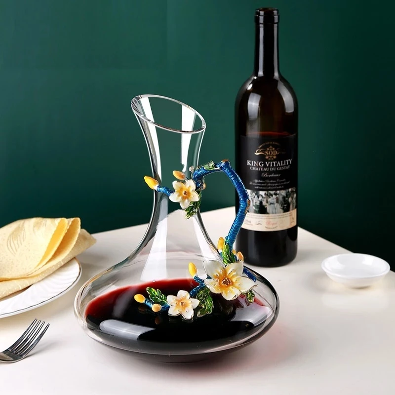 Wine Aerator Pourer Whiskey Decanter Set Wine Aerator Decanter Handmade Crystal Pourer for Family Bar Big Capacity Decanter Red Wine Brandy Champagne Glasses Decanter Bottle Jug Aerator