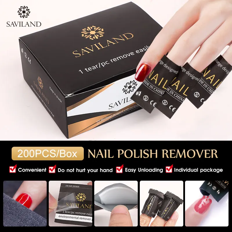 

Saviland Nail Gel Polish Remover Wraps 200Pcs Easy Quick Cleaner Nails Remover Tools Gel Varnish Nail Art Design Manicure Kit