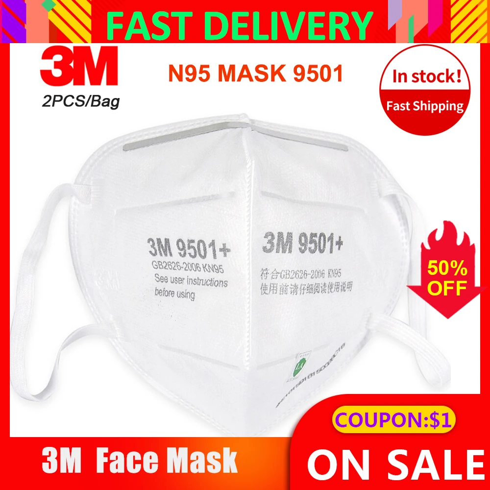

3M N95 Mask 9501+ KN95 Face Mask Mouth Masks Respirator Mascarillas as FFP3 Protective Masks Safety PM2.5 Dust Mask Filter