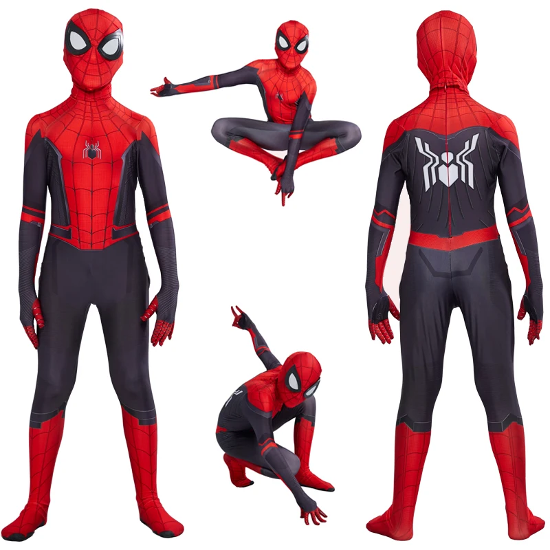 Adulto miúdo spiderboy zíper com chapéu aranha traje homem cosplay 3d impressão elastano zentai superhero bodysuit terno macacões drene up| | - AliExpress