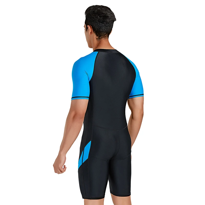 One-Piece Lycra Wetsuit Men Front Zip Short Scuba Rash Guard Swimsuit Jumpsuit Surfing Swimming Scuba Diving Skin