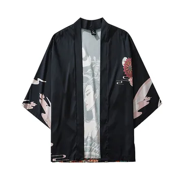 

Summer Japanese Five Point Sleeves Kimono Mens And Womens Cloak Jacke Top Blouse 2020 hot new products Spot supplier Dropshippin