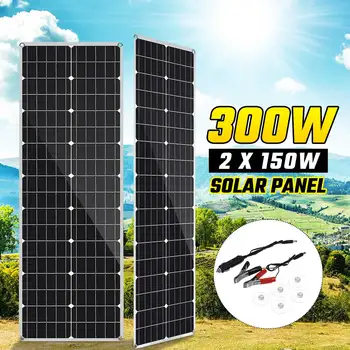 

300W/150W Solar Panel 18V Semi-flexible Monocrystalline Solar Cell DIY Cable Waterproof Outdoor Connector Battery Charger
