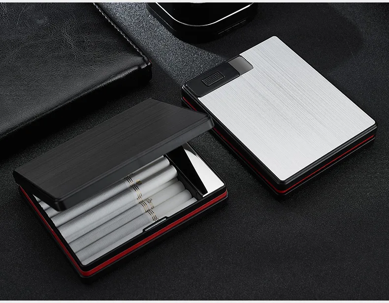 1 шт. USB Алюминиевый Чехол для сигарет с зажигалкой, ветрозащитная зарядка, держатель для сигарет, коробка для 20 шт 83s сигарет yh051