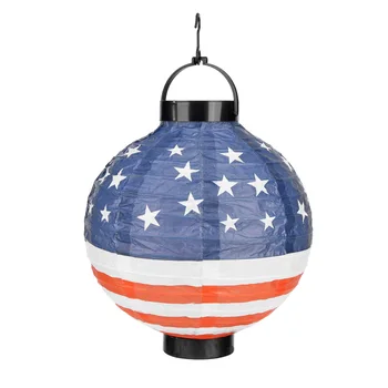 

20cm Round American Flag Paper Lantern Birthday Wedding Birthday Decor Gift Craft DIY Hanging Lantern Ball Lamp for Festival