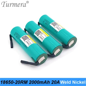 

Turmera 18650 2000mAh 20A Battery INR18650-20RM 3.6V Soldering Nickel for Tool Screwdriver and Vacuum Cleaner Battery Use 3Piece