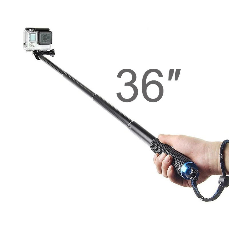 36 inch Extend Pole Selfie Stick Monopod for GoPro Hero 9 8 7 6 5 Yi 4K Eken H9 Sjcam