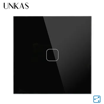 

UNKAS Crystal Glass Panel touch wall switch EU Standard Light Touch Switch 1 Gang 2 Way Control Touch Screen Switch