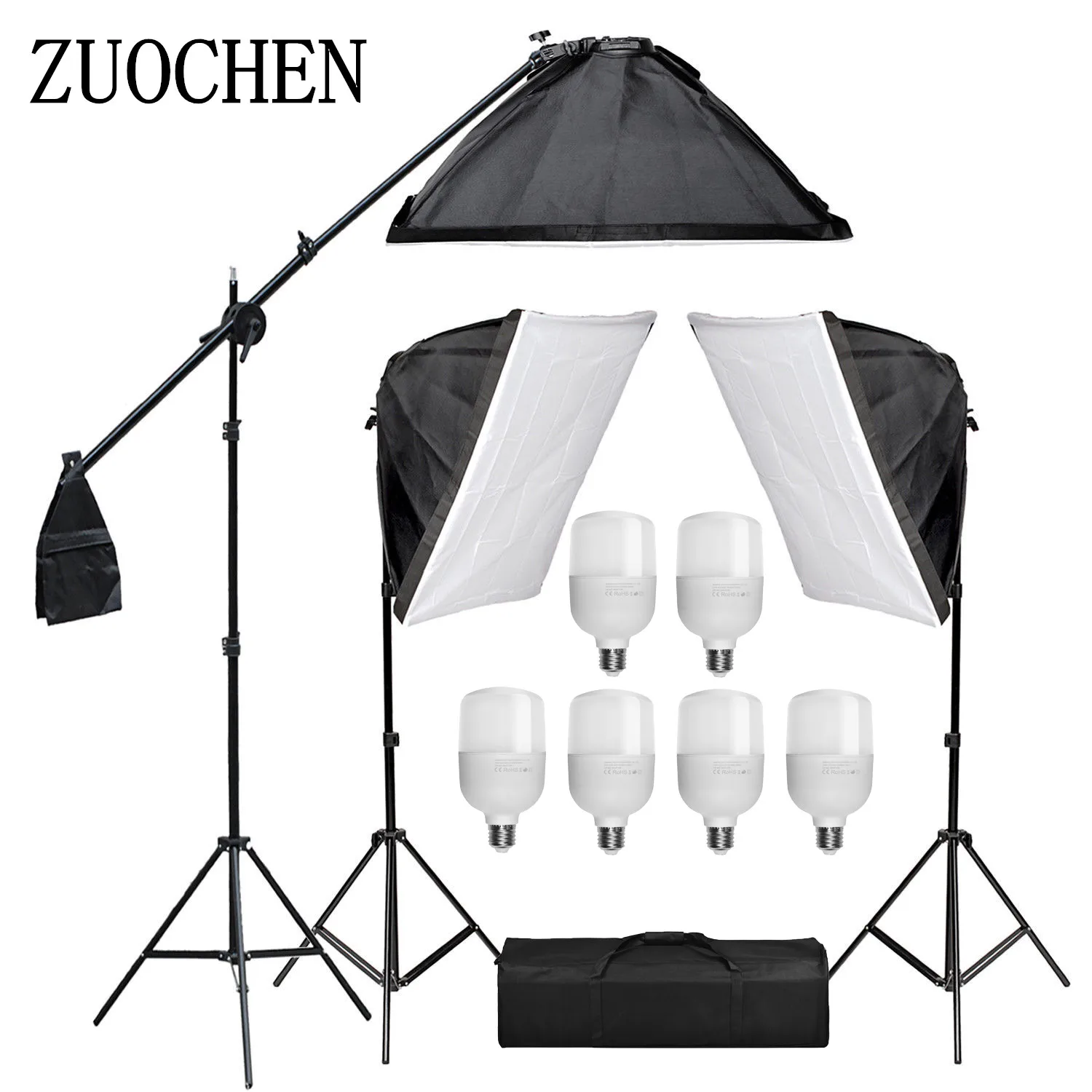 ZUOCHEN 6x25W LED Photo Studio Light Kit 50x70cm Softbox светильник ing набор софтбоксов Boom Arm для Facebook