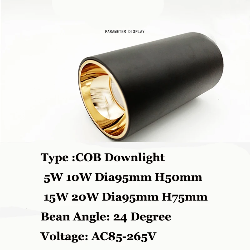 Fanlive 6 шт. удара светильники для поверхностного монтажа 5 Вт 10 Вт 15 Вт 20 Вт черный золотой корпус AC85-265V светодио дный светильники натуральный