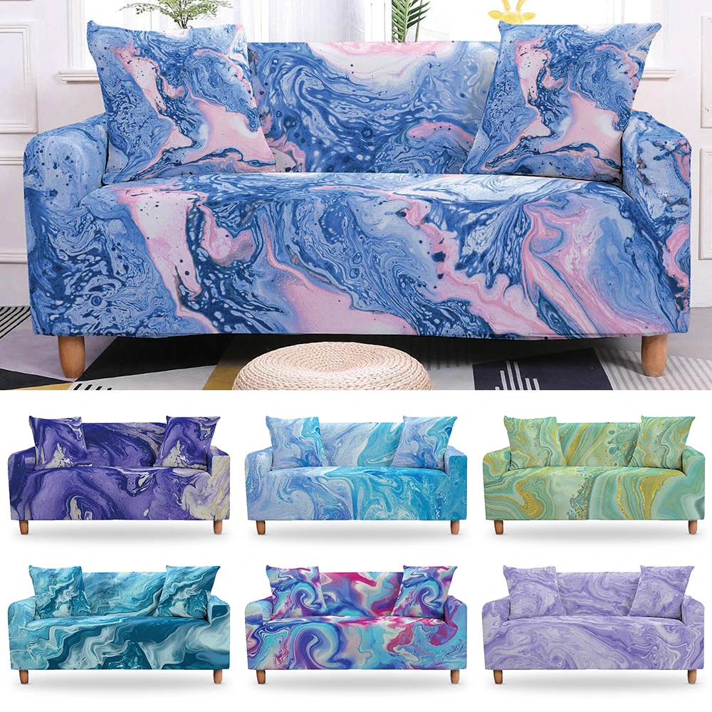 

Marble Sofa Cover Elastic Sofa Cover for Living Room Sectional Corner Sofa Slipcover Chair Protector Couch Cover 1/2/3/4 Seater