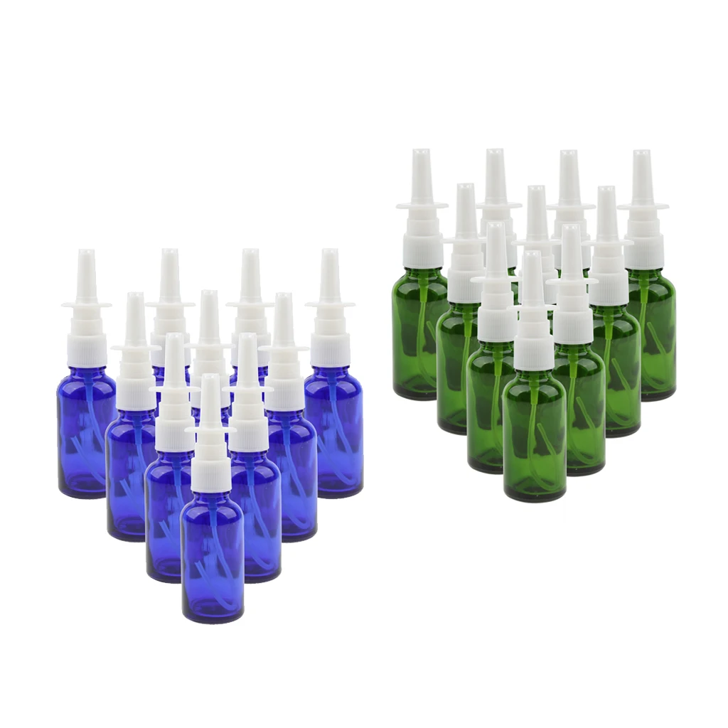 10pcs Glass Empty Refillable Nasal Spray Bottles Fine Mist Sprayer Vials 30ml