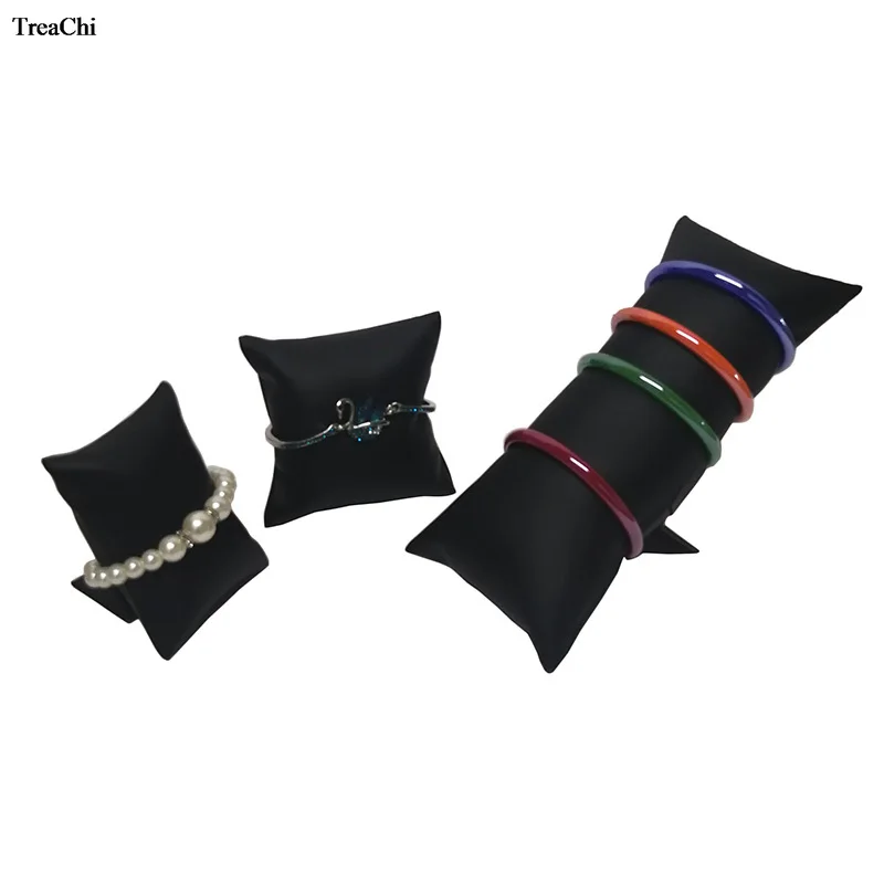 

Black Bracelet Jewelry Display Pillow Storage Organizer Holder PU Necklace Bangle Display Cushion Rack Watch Display Stand