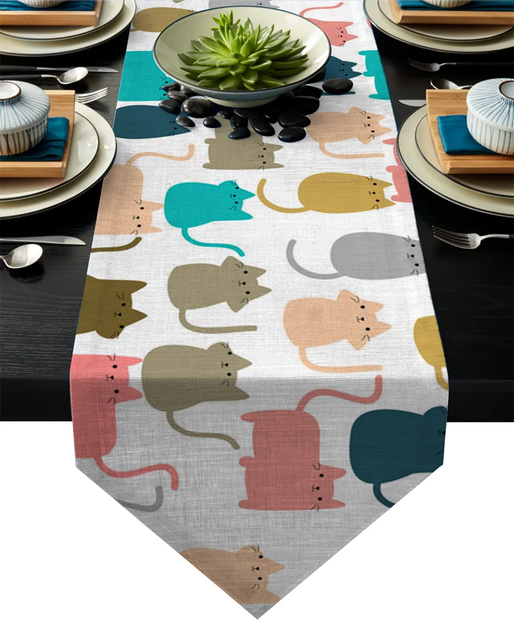 Длинная настольная дорожка в виде кошки красивый мультяшный цвет Настольная