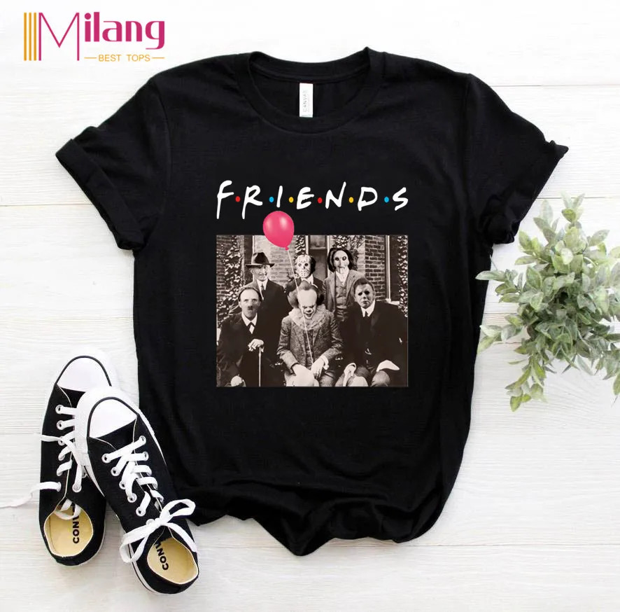 

Women Horror Friends Pennywise Michael Myers Jason Voorhees Halloween Girl T-Shirt matching T-shirt