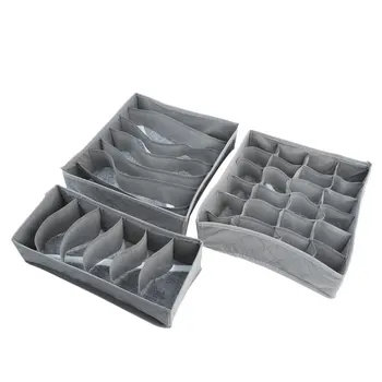 

3Pcs Bamboo Charcoal Fibre Bag Organizer Clothing Storage Box Organizer For Bra Clothes Case Underwear Container Organizer New