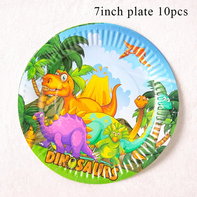 Volcano Dinosaur Theme Party Decoration Disposable Tableware Paper Cup Plate Box Banner Baby Shower Kids Birthday Party Supplies