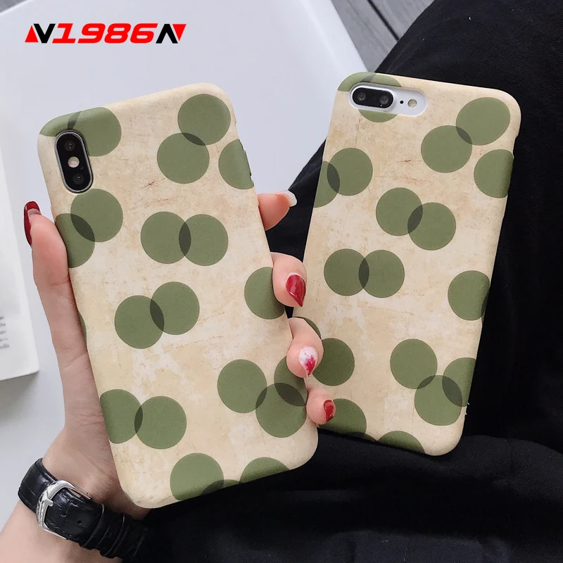 

N1986N Phone Case For iPhone 6 6s 7 8 Plus X XR XS Max Retro Green Wave Point Soft Liquid Silicone For iPhone X Phone Case Cover
