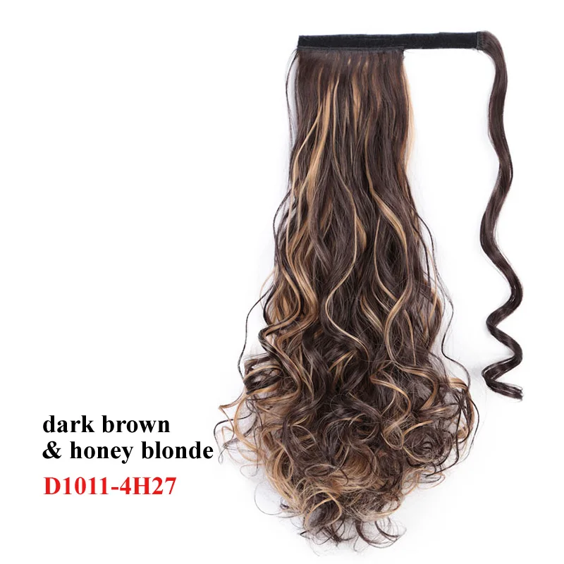 D1011-4H27 AISI BEAUTY Kinky Curly Ponytail Extension Synthetic Wrap Around Magic Paste Ponytail Corn Clip in Hair Extensions For Women - Цвет: D1011-4H27