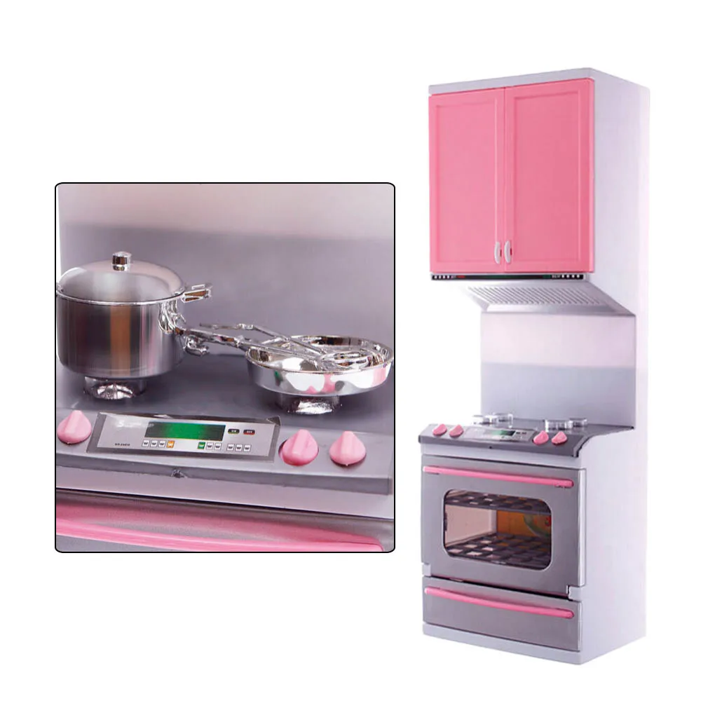 Simulation Kitchen Cabinets Set Children Pretend Play Cooking Tools Mini Dolls Tableware Suits Toys Girls Dollhouse Play Toy