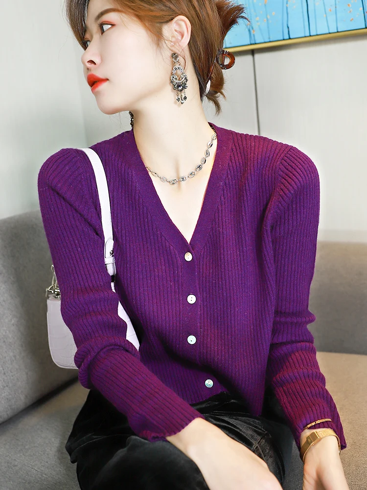 style Western 100% wool pure woolen sweater V-neck