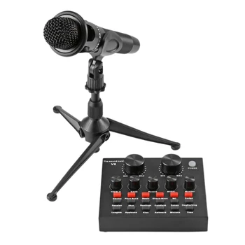 

V8 Audio Usb Headset Microphone Earphone Webcast Streamer Live Sound Card Cable Set For Computer Pc Live Sound With Mcrophone