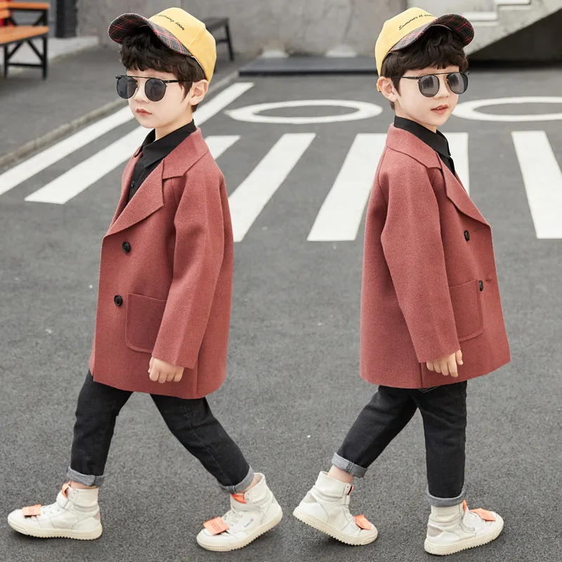 Woolen Double-Breasted Trench Coat for Boys - Solid Lapel Winter Jacket - Sizes 1-5 Y - Ideal Outerwear for Kids image 6