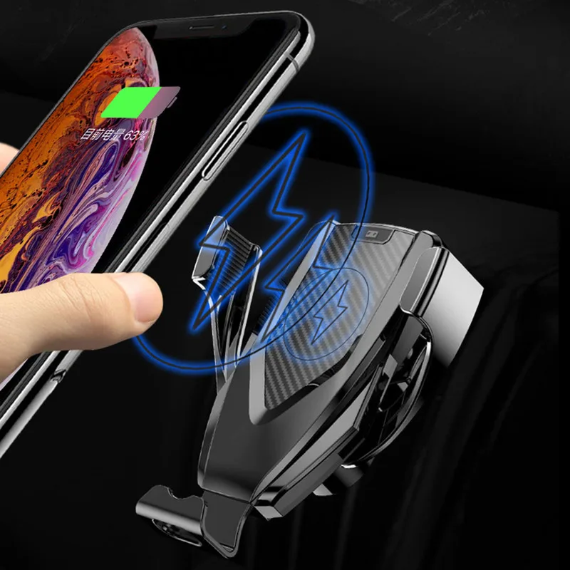  Air Vent Phone Holder Automatic Clamping Wireless Car Charger 180 Degree Rotation Fast Wirless Char