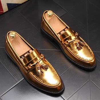 

men's casual business wedding formal dresses cow leather shoes tassel loafers slip on lazy shoe chaussure homme zapato de hombre