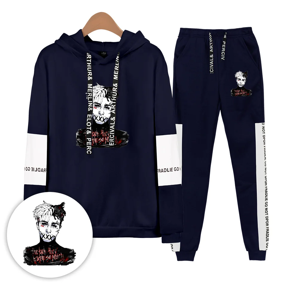 Кей-поп Харадзюку Стиль XXXTentacion Комплекты Толстовки и спортивные штаны Комбинируйте повседневные XXXTentacion комплекты из двух предметов